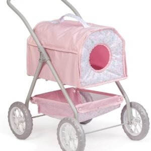 | Deluxe Folding Pet Stroller | Pink Floral Collection | Removable Pet Carrier for Dolls and Plush | Ages 3+