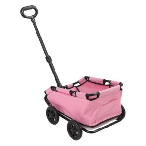 Dog Stroller Foldable Pet Buggy Portable Cat Carrier with Storage Basket 28.6lbs Capacity 51x35x23cm 4 Wheels Removable Liner Safety Leash for Small Pets