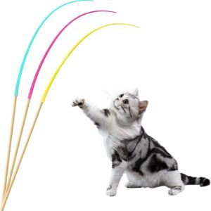 3 Pcs Interactive Cat Toys, Silicone Mouse Tail Toy Wand, Simulated Mouse Hunting - Used for Stress Relief and Chasing Exercise(Colorful Styles)