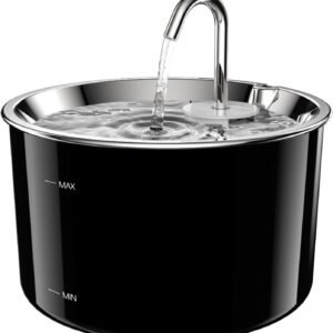 Cat Water Fountain Stainless Steel Lid, 3L/101oz Pet Water Fountain, Dog Waterer with Quiet Pump and 4-Layer Filtration for Cats and Dogs