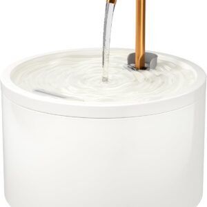 Ceramic Cat Water Fountain, 2.1L/71oz Ceramic Cat Fountain, Automatic Ceramic Water Fountain for Cats, Pet Water Fountain with Ultra-Quiet Pump and Filter & Sponge (White)