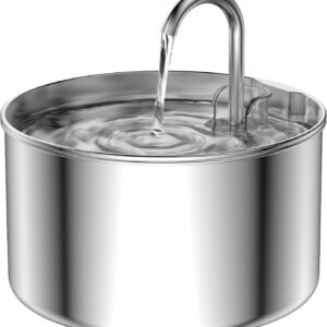 Cat Water Fountain Stainless Steel: Pet Water Fountains Indoor Metal Automatic Cat/Dog Waterer Bowls Faucet Bottle Watering Pets 24/7 Running Water Dispenser for Drinking