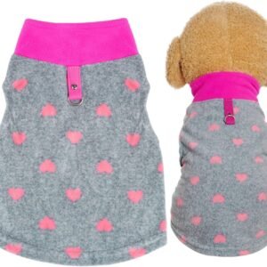 1 Piece of Grey Dog Heart Sweater with Leash Ring Soft Fleece Vest Dog Pullover Warm Jacket Pet Dog Clothes Winter Dog Outfits for Small Puppy Cat Pets (X-Small)