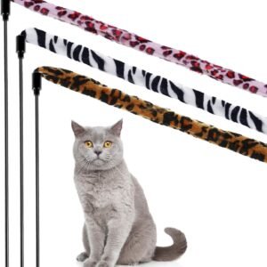 3 Pieces Jungle Cat Wand Cat Teaser Charmer Interactive Fun Toys Wand Kitten Kitty Playing Toy, 3 Styles(Classic Color)