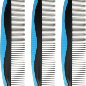 Metal Combs for Dogs and Cats, Pet Steel Brusher for Removing Tangles & Knots, Professional Grooming Tools - 3 Pack
