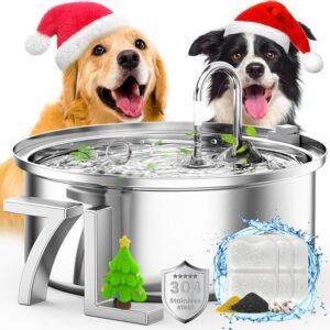 Dog Water Fountain for Large Dogs,7L/230oz/1.8G Stainless Steel Dog Fountain Super Quiet with Triple Filtration,Great for Large Dogs Cats and Multi-Pet Home