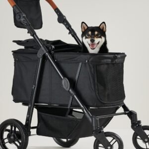 Medium Dog Stroller for Large Dogs, pet Stroller for Medium Dogs Up to 66lbs, All-Terrain with Adjustable Handle & Canopy, Sun Shades, Storage Organizer, Waterproof Oxford Fiber